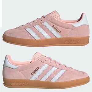 adidas Gazelle Pink and White Athletic Shoes